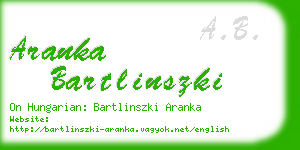 aranka bartlinszki business card